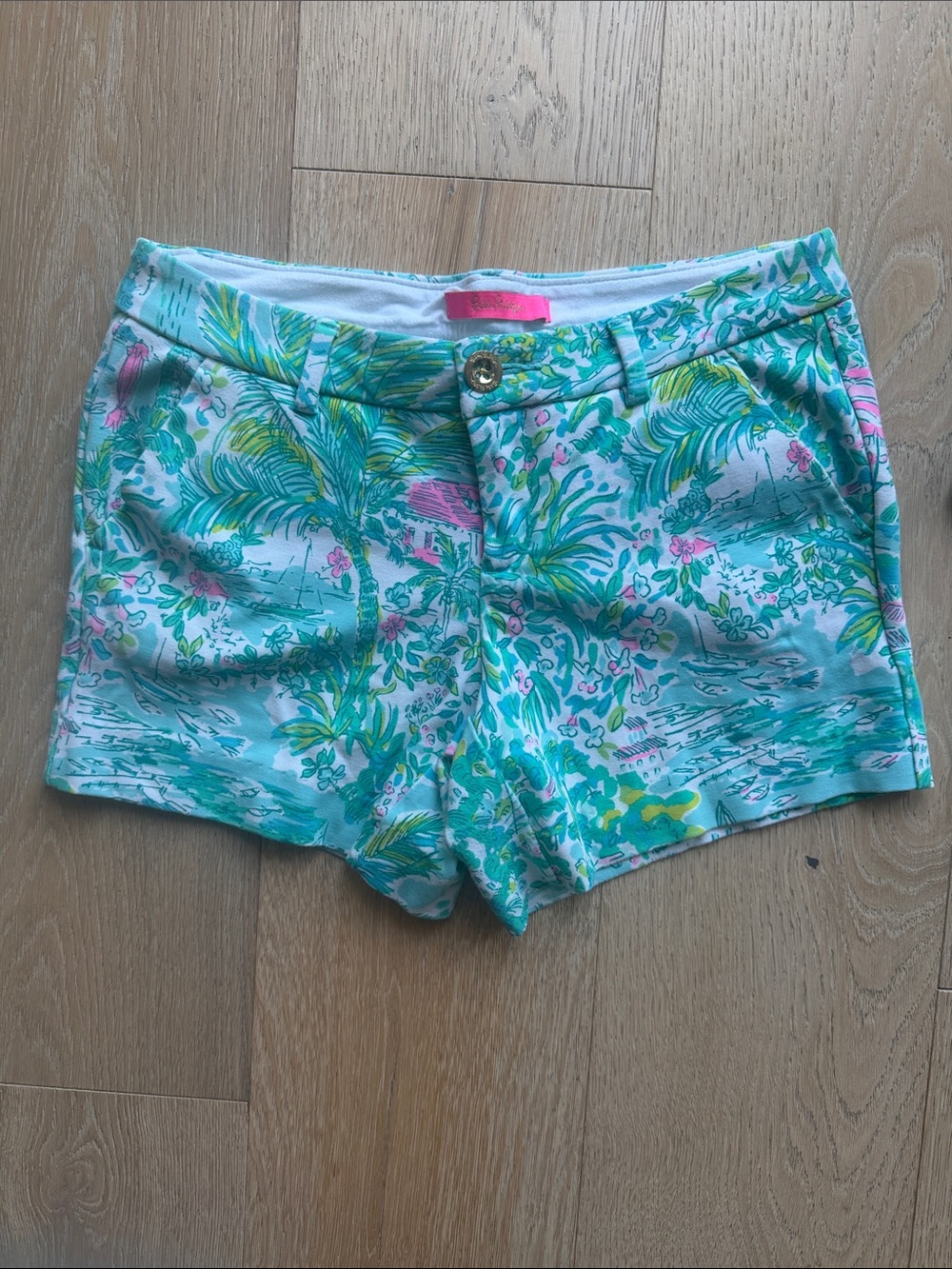 Lilly Pulitzer Tropical knit Shorts in Teal and Pink